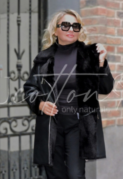 Дублянка жіноча Авіатор чорна подовжена