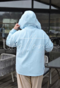 Вітровка коттонова натуральна із тканини Софт Джинс небесно-блакитна