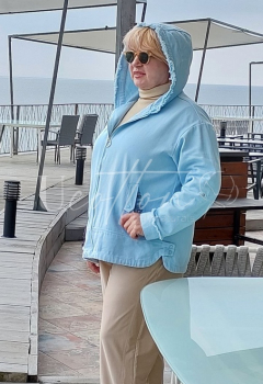 Вітровка коттонова натуральна із тканини Софт Джинс небесно-блакитна